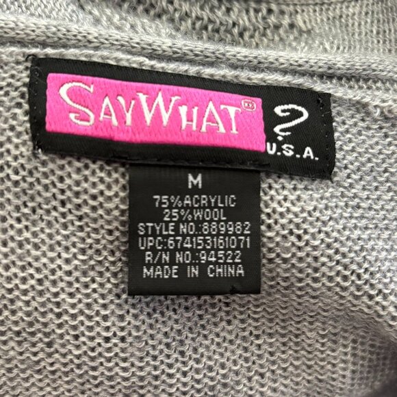 Vintage Y2K Say What Gray Medium Cable Knit Long Sleeve Cardigan Sweater Wool - Picture 7 of 7